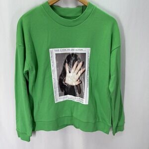 Zee Gee Why Sweatshirt Womens XS Green Photo Graphic Crew Neck Zumiez Streetwear